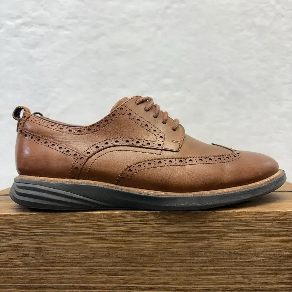 Cole Haan Grand Evolution Shoes Brown Leather Wingtip Lace Up Oxford Size 10.5M